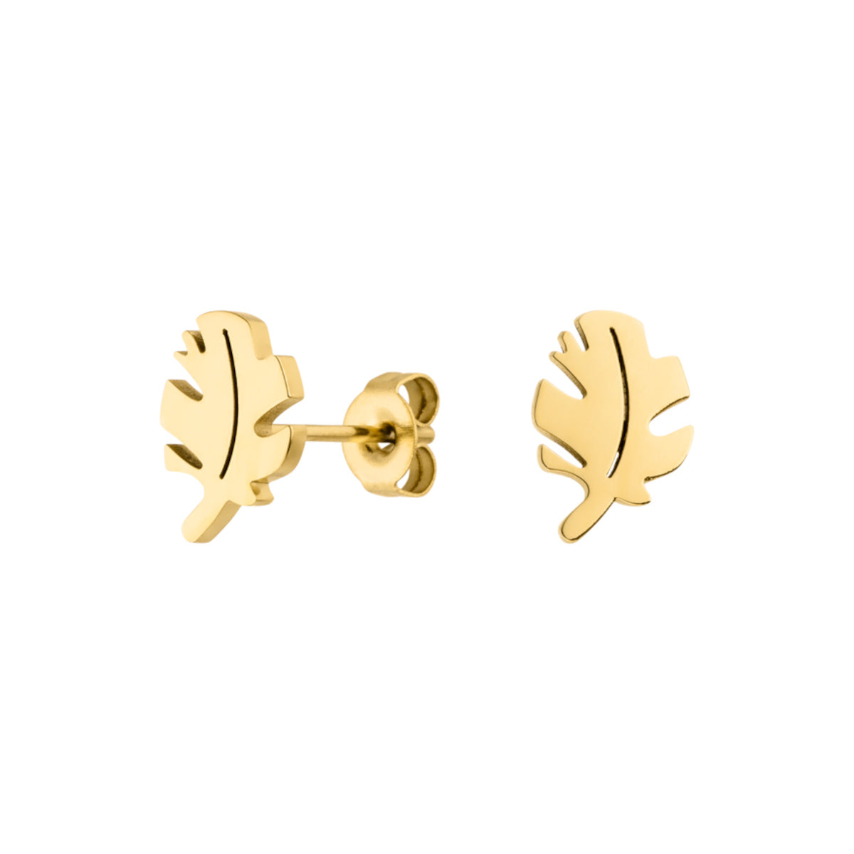 Vergoldete Ohrringe mit Blatt Motiv 