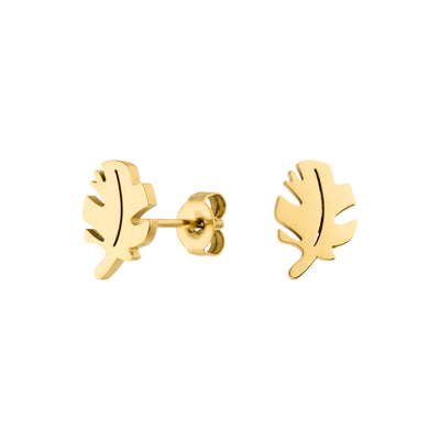 Vergoldete Ohrringe mit Blatt Motiv 