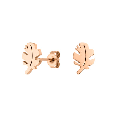 Rosegoldene Ohrringe mit Blatt Motiv im modernen Stil 