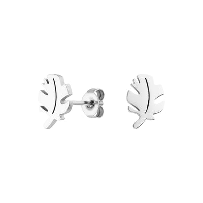 Silber farbige Ohrringe aus Edelstahl mit Blatt Motiv 