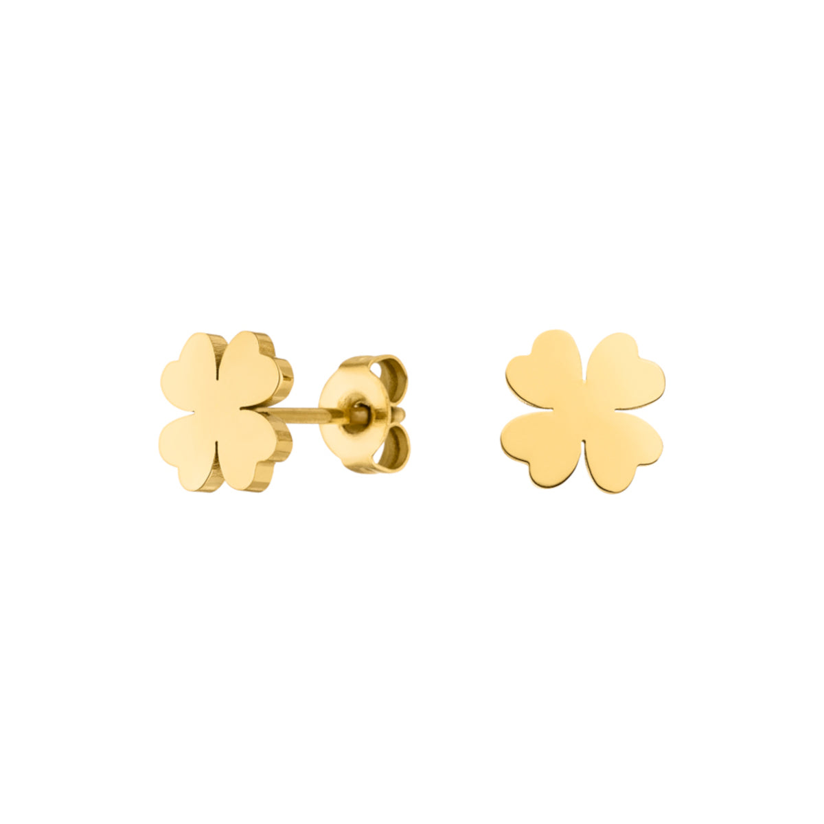 Vergoldete Ohrringe mit Kleeblatt Motiv aus Edelstahl