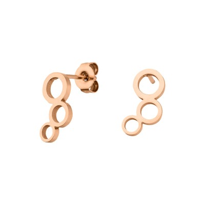 Rosegoldene Ohrstecker mit drei Ring Anhängern