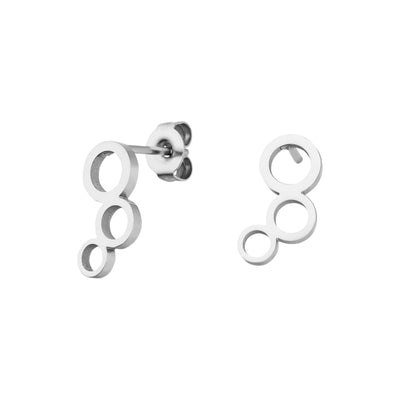 Silberne Ohrringe mit drei Ringen aus Edelstahl
