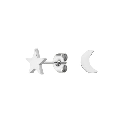 Hochwertige Ohrstecker mit Stern und halb Mond Motiv in Silber