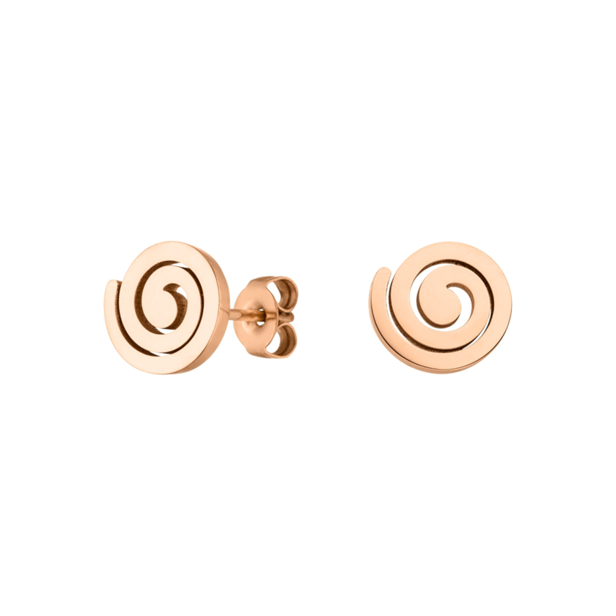 Rosegoldene Ohrringe mit Spiralen Symbol aus Edelstahl
