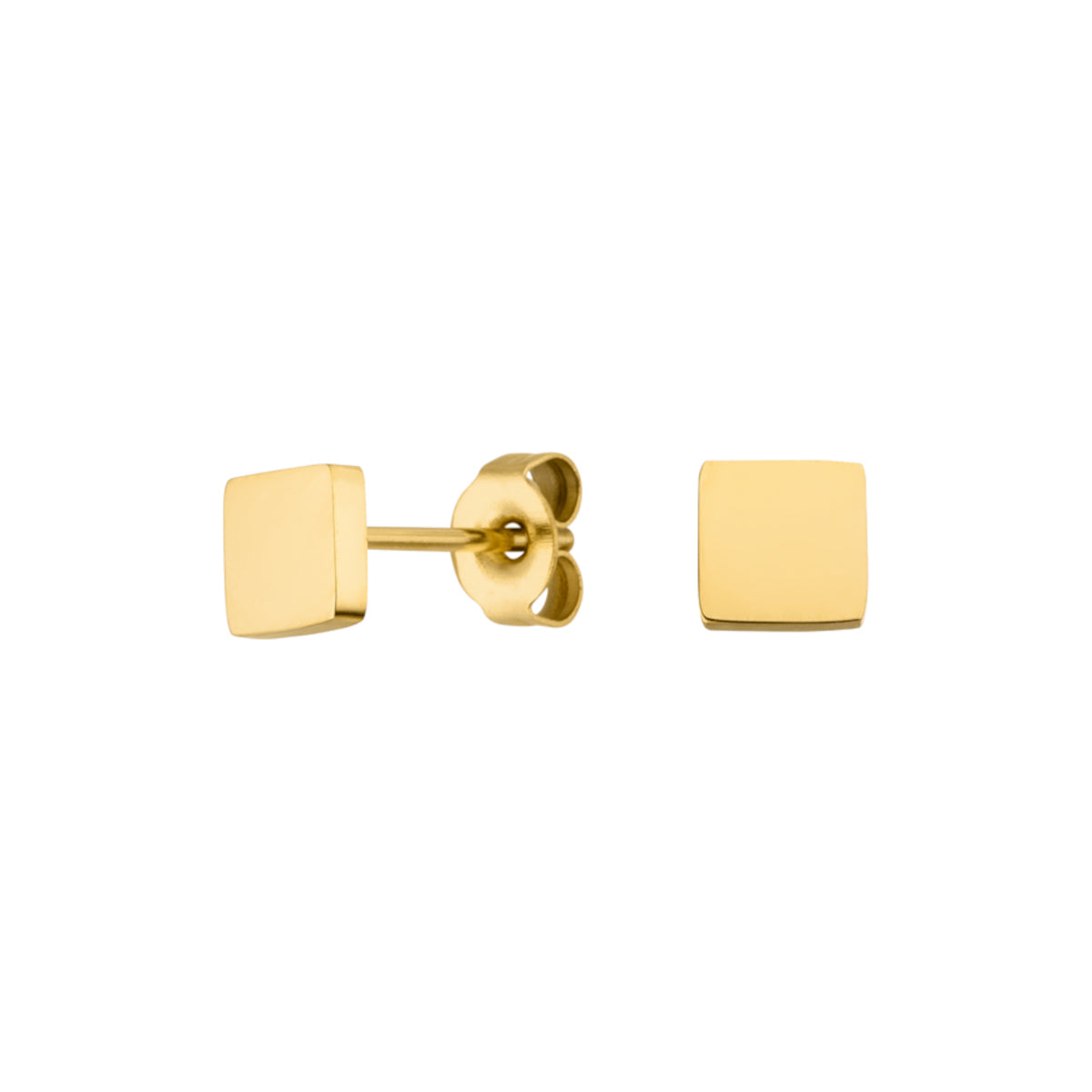Vergoldete Ohrringe mit viereckigen Symbol Steckern aus Edelstahl 