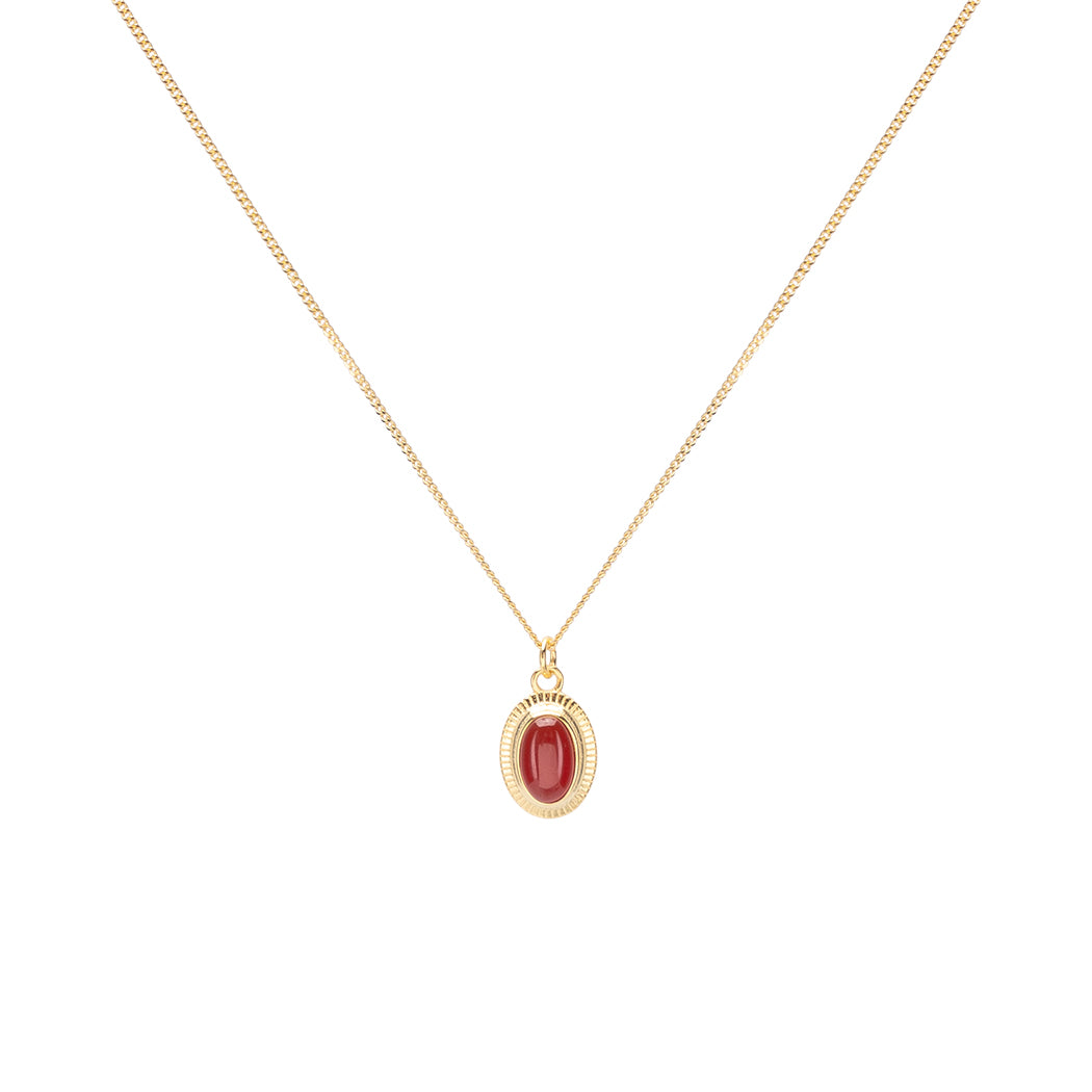 Vergoldete Halskette mit hochwertigem Onyx Stein in Rot