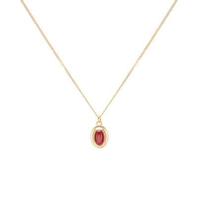 Vergoldete Halskette mit hochwertigem Onyx Stein in Rot