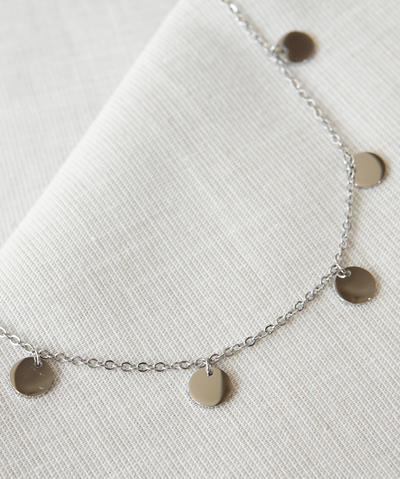 Plättchen Anhänger Kette mit dezenter Ankerkette 