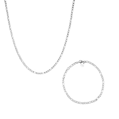 Plain Halskette und Plain Armband in Silber