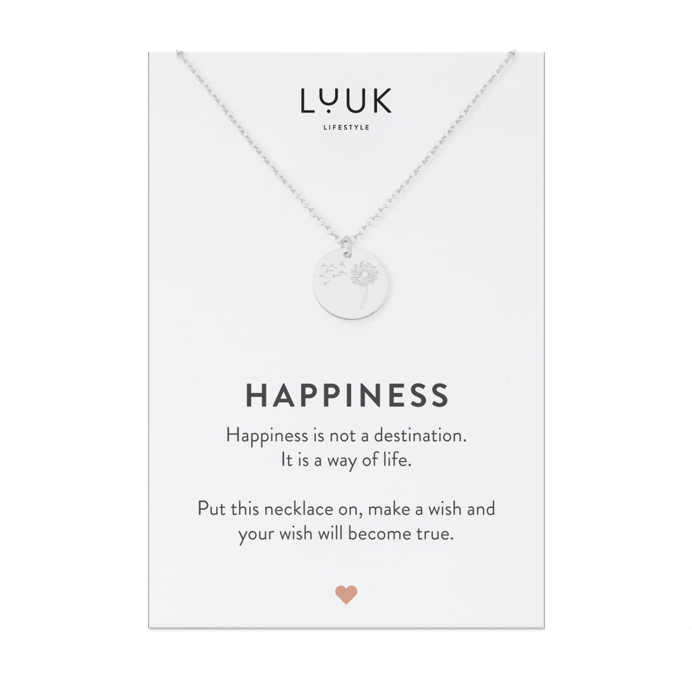 Necklace with elephant and happiness card