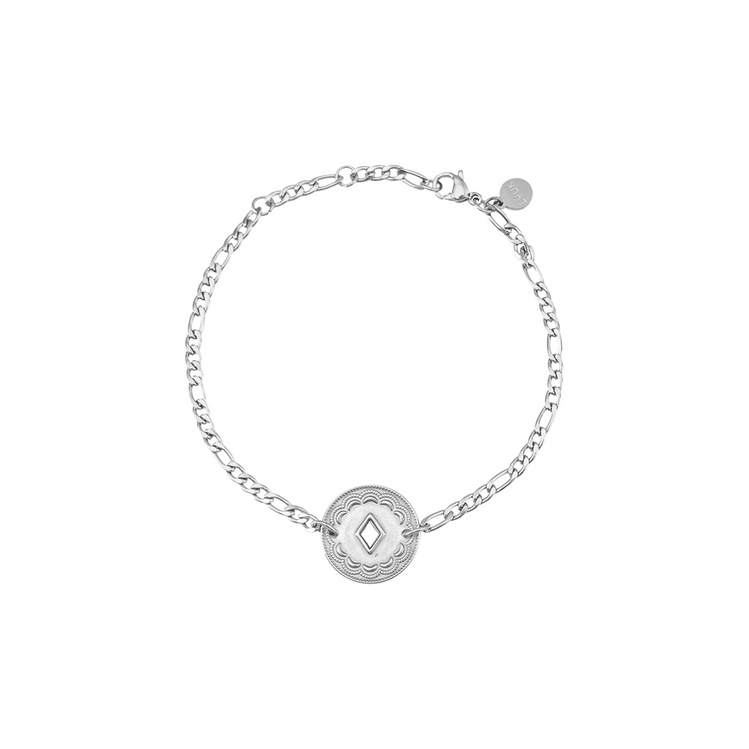 Feines Armband mit Coin Anhänger in Silber aus Edelstahl