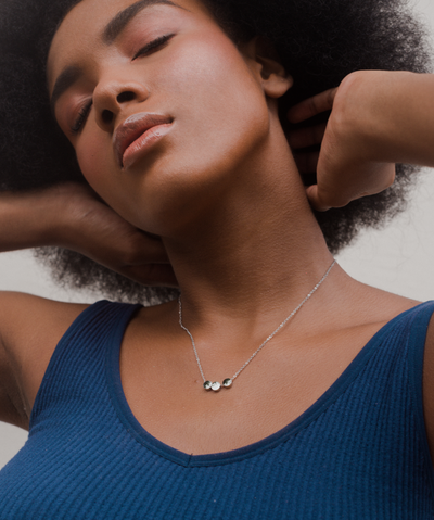 Necklace with Minimalist Circle pendant and Happiness greeting card
