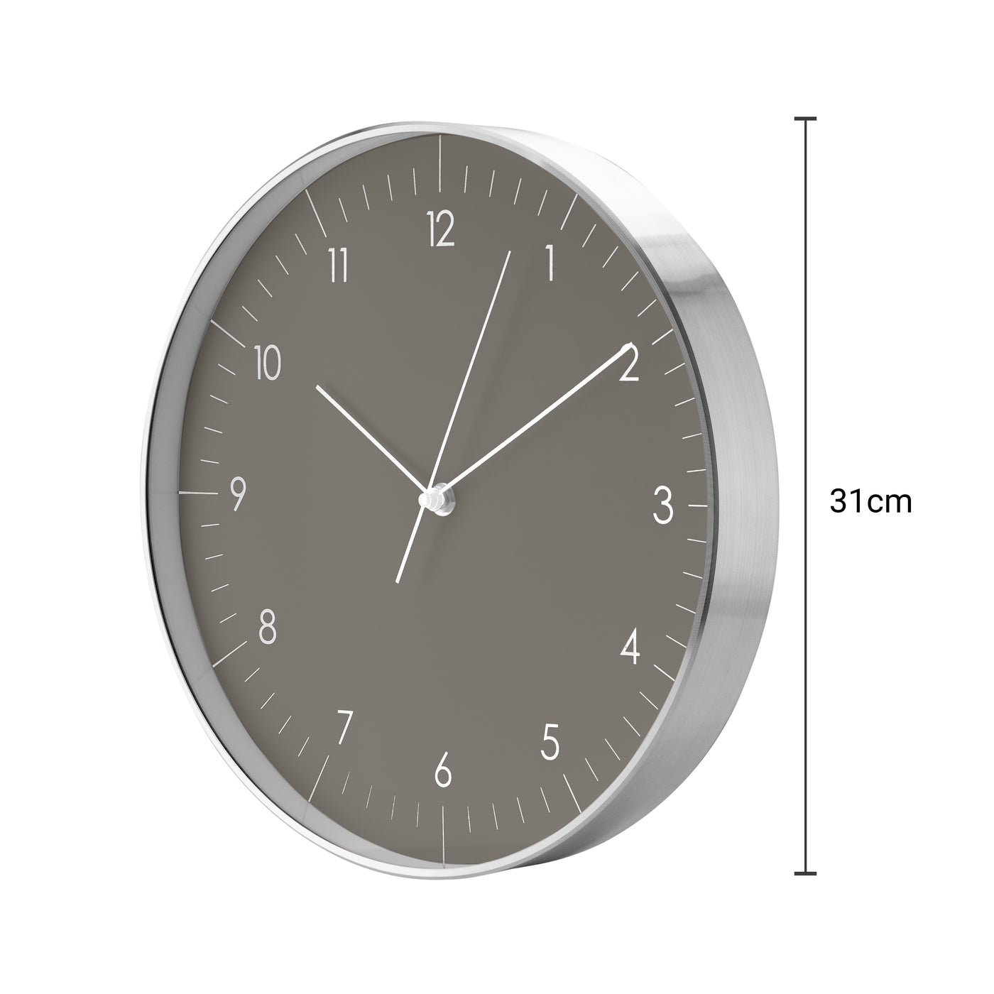 Große Wanduhr, Dunkelgrau und Silber