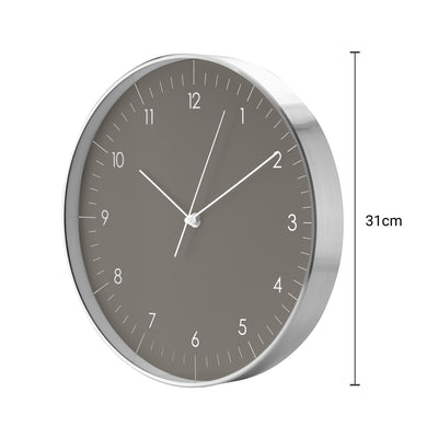 Große Wanduhr, Dunkelgrau und Silber