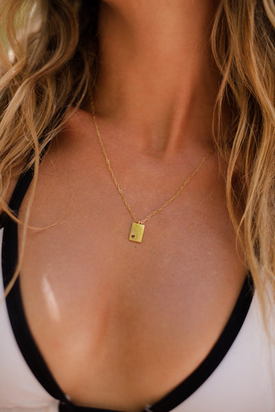 Kette mit Plättchen Herz Anhänger