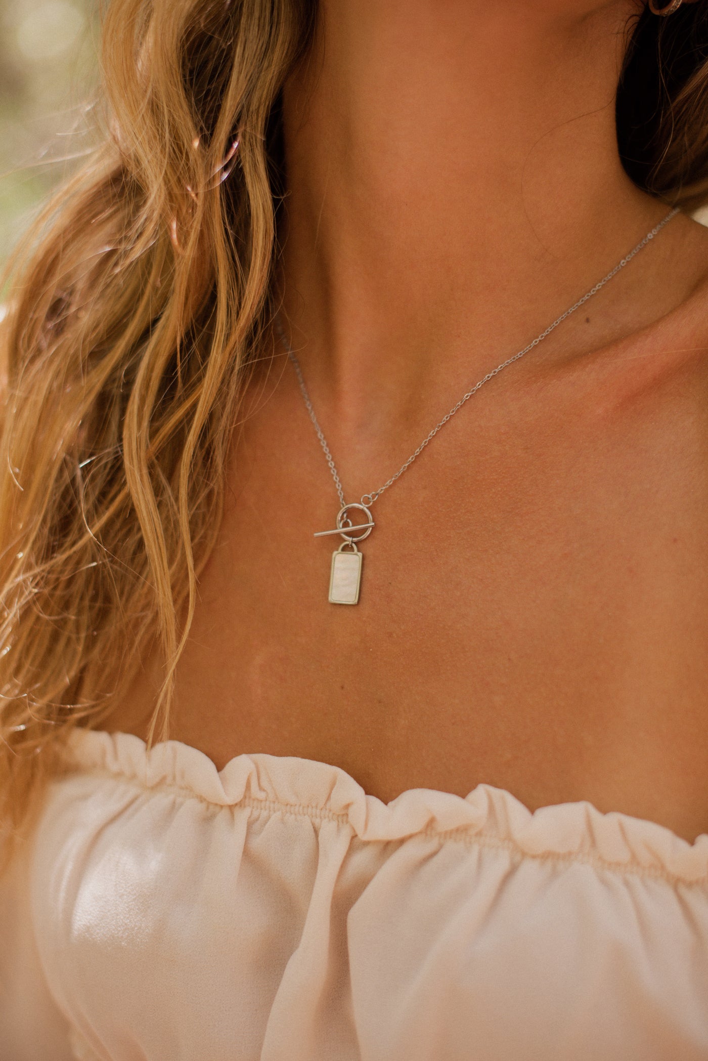 Kette mit Pearl T Steg Anhänger