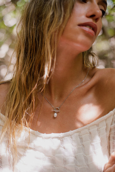 Kette mit T Steg Pearl Anhänger