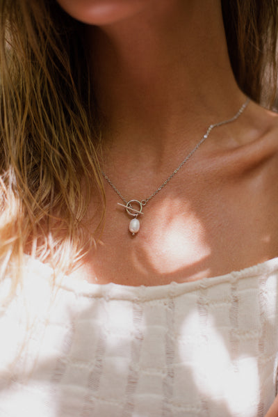 Kette mit T Steg Pearl Anhänger