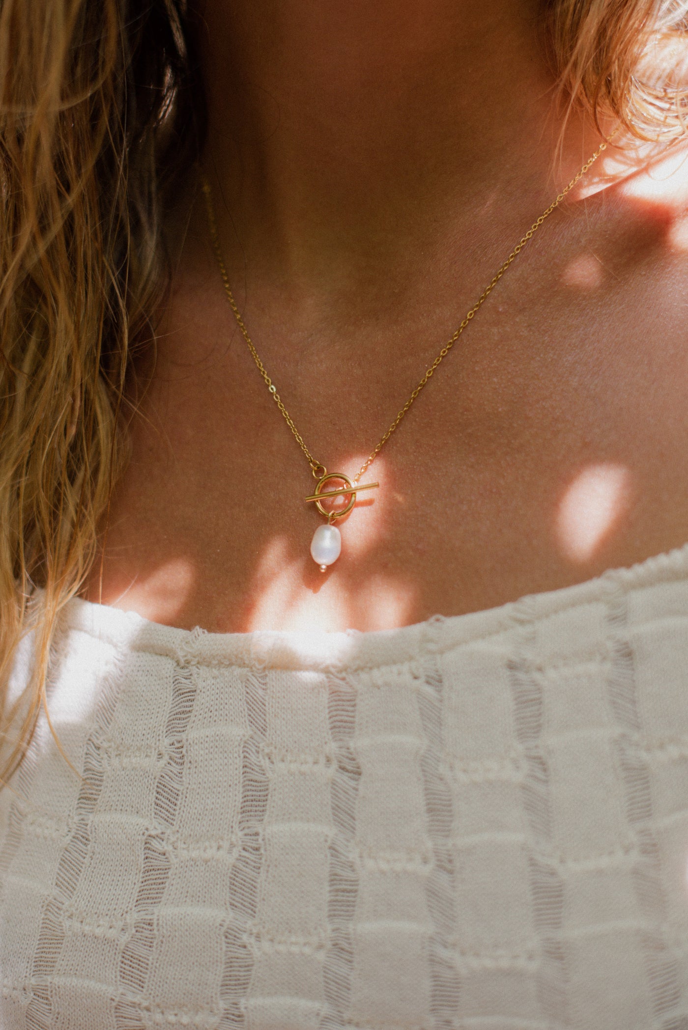Kette mit T Steg Pearl Anhänger