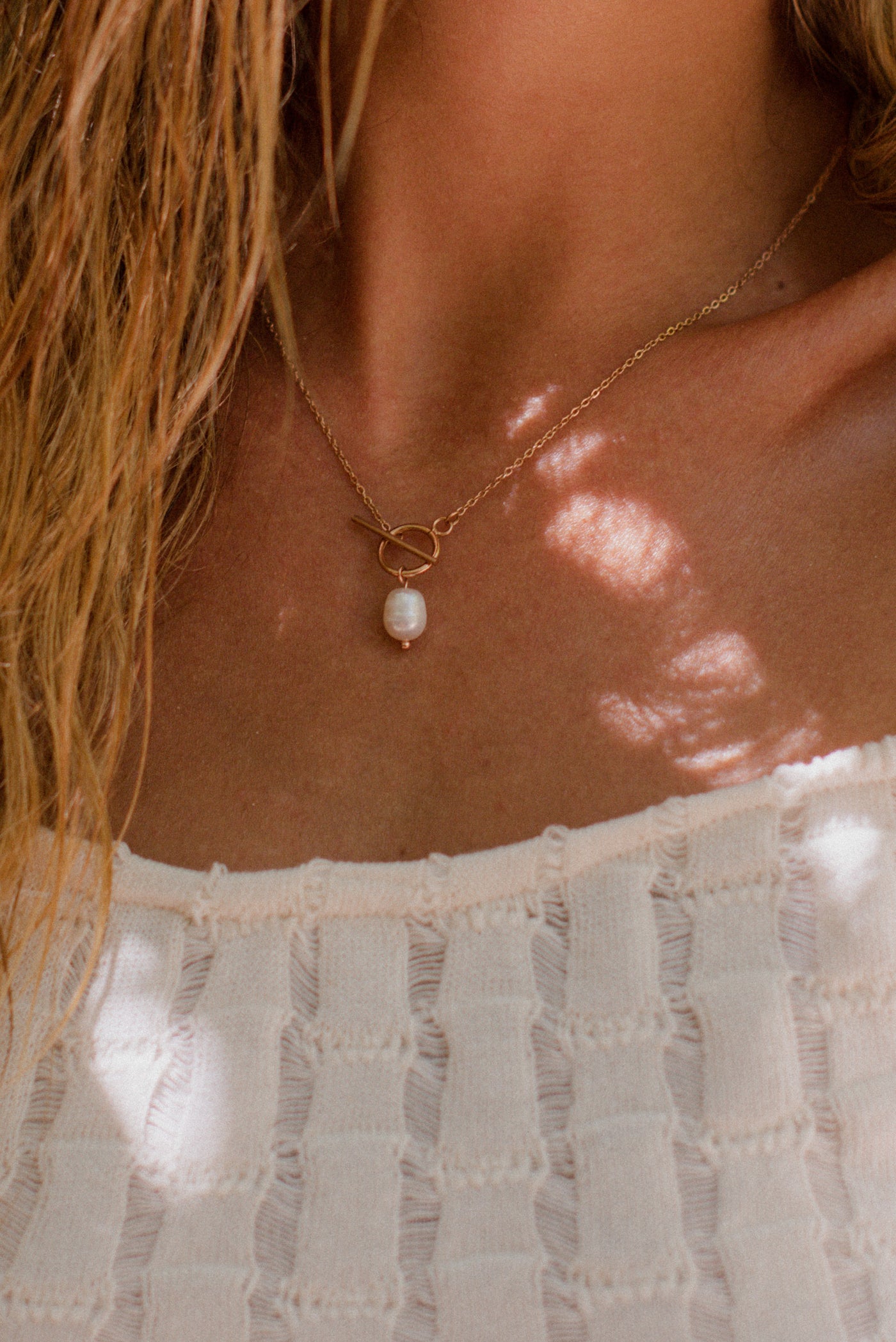 Kette mit T Steg Pearl Anhänger
