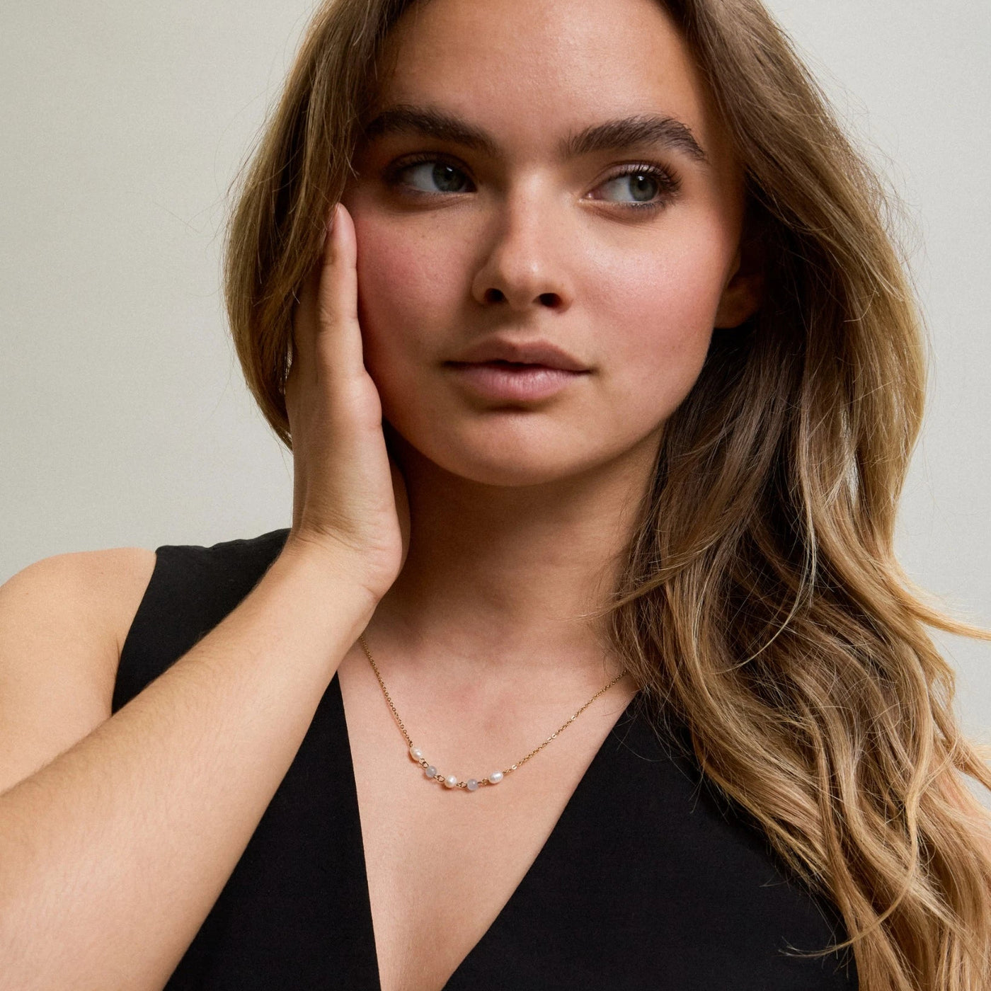 Kette mit Gemstone & Perlen