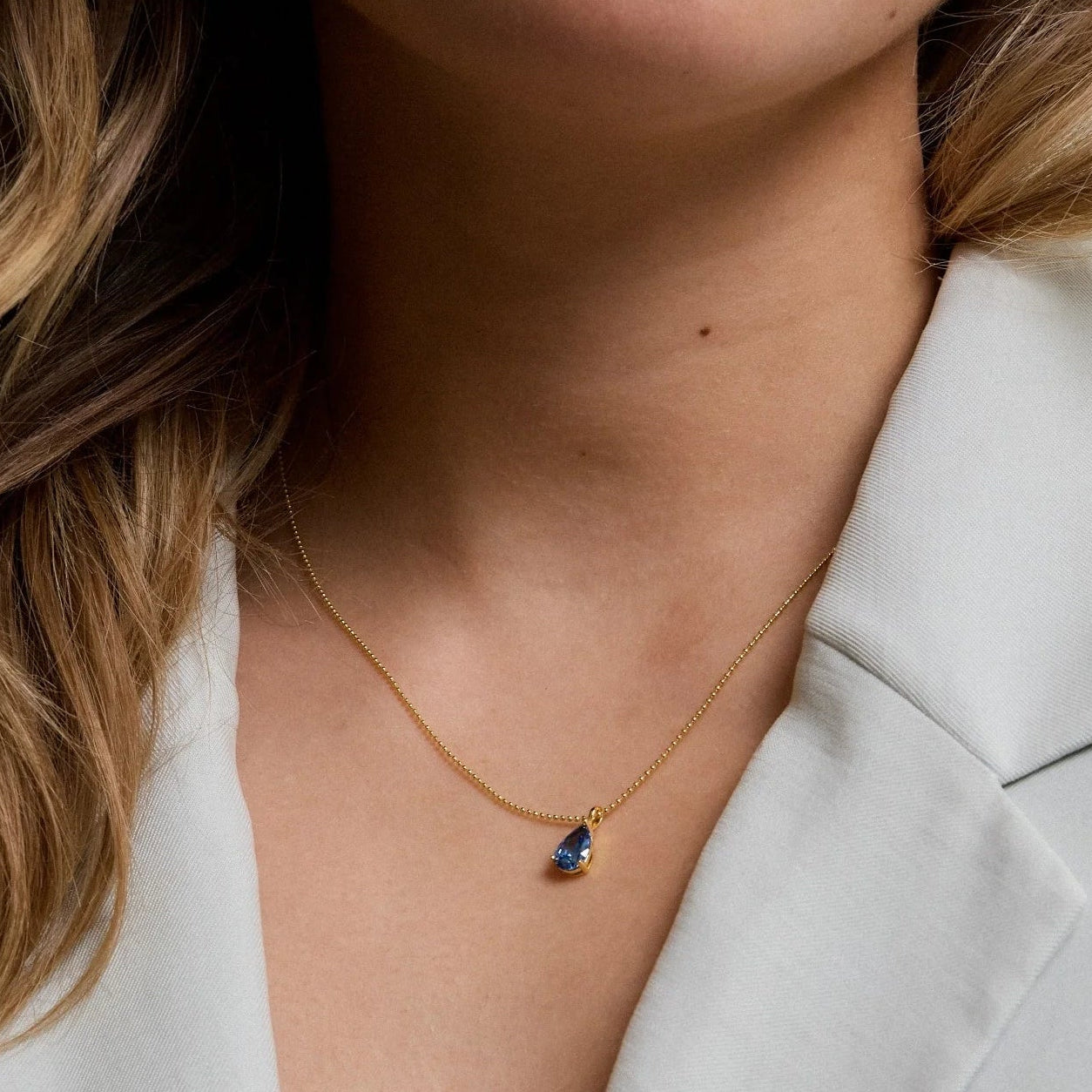 Kette Kristall, pastellblau