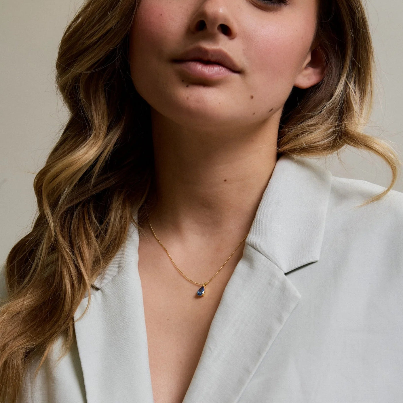 Kette Kristall, pastellblau