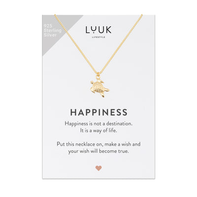 Sterling Silver Necklace with Palm Pendant and Happiness Saying Card