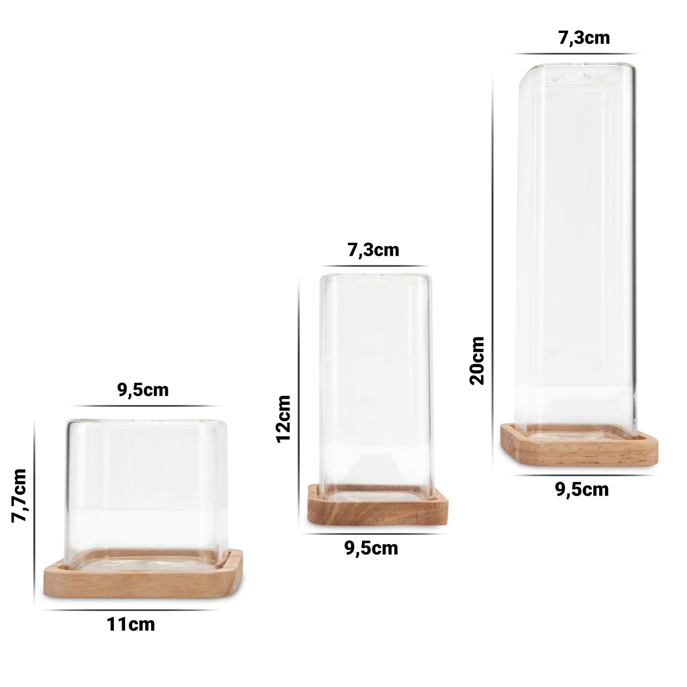 Cube Glasvasen, 3er Set