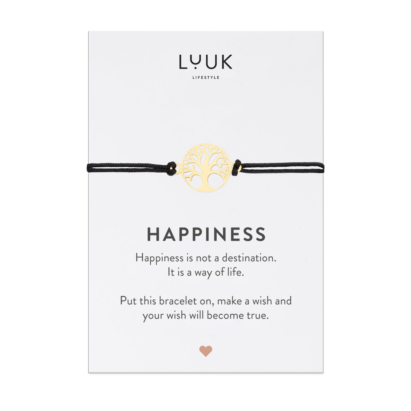 Bracelet with tree of life pendant and Happiness greeting card