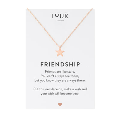 Necklace with star pendant and Friendship greeting card