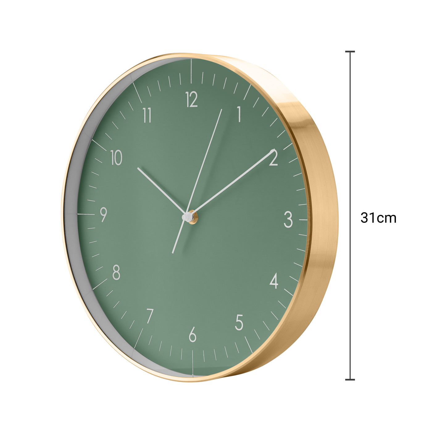 Große Wanduhr, Dunkelgrün und Gold