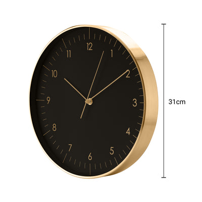 Große Wanduhr, Schwarz und Gold