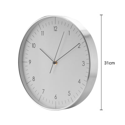 Große Wanduhr, Weiß und Silber