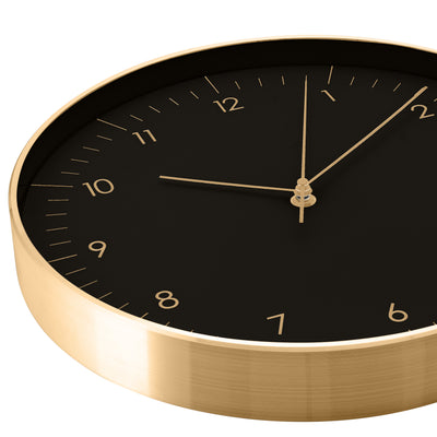 Große Wanduhr, Schwarz und Gold