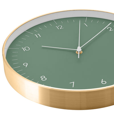 Große Wanduhr, Dunkelgrün und Gold
