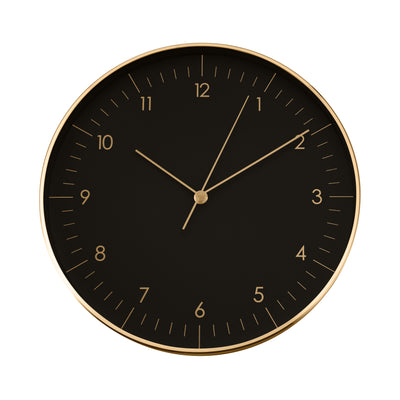 Große Wanduhr, Schwarz und Gold