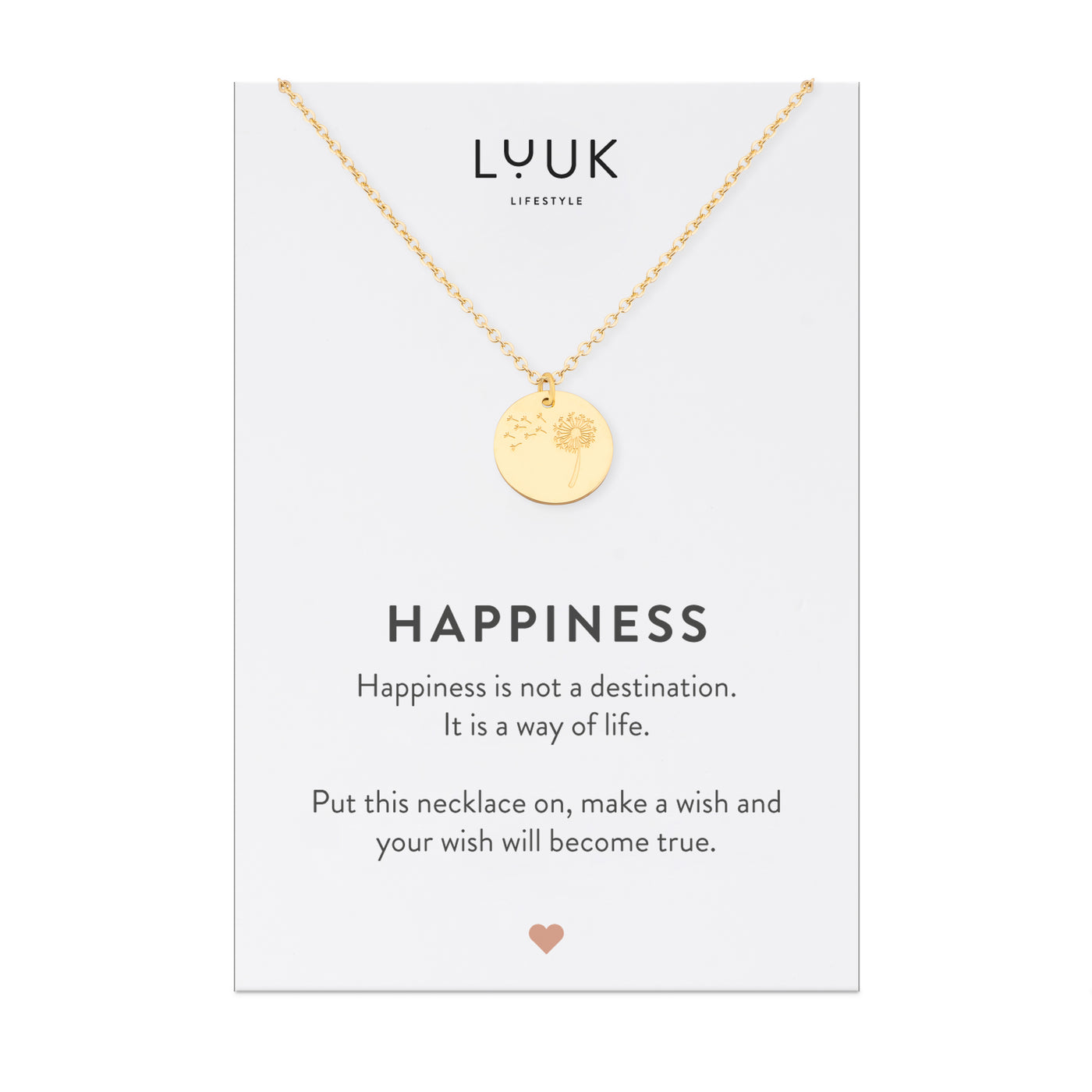 Necklace with elephant and happiness card