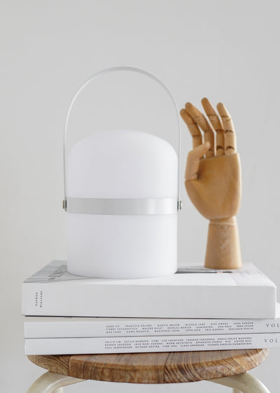 Mobile LED table lamp Sävar, white matt (18,5 cm)