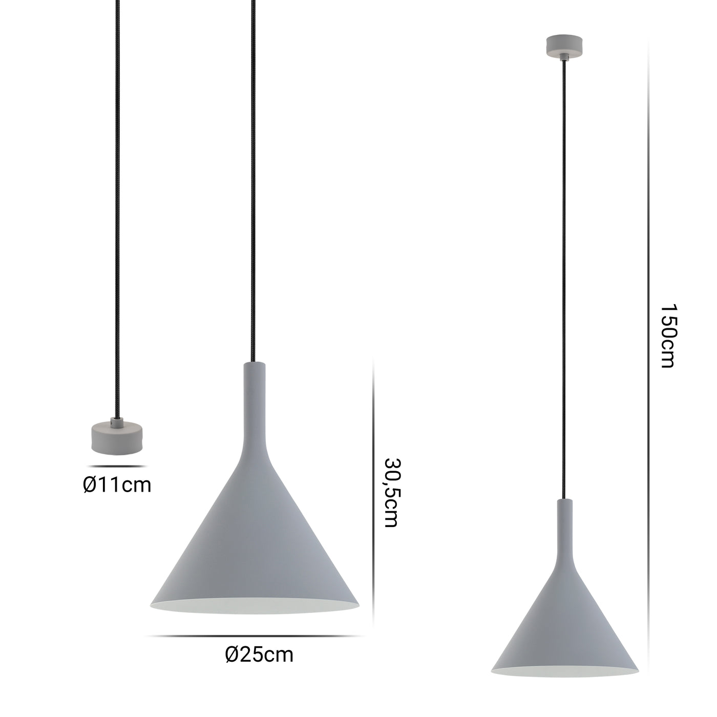 pendant lamp Goeteborg, grey matt
