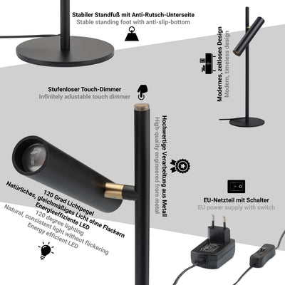 Hochwertige Tischlampe in schwarz aus Eisen fürs Büro, den persönlichen Schreibtisch oder als moderne Leselampe im Wohnzimmer 