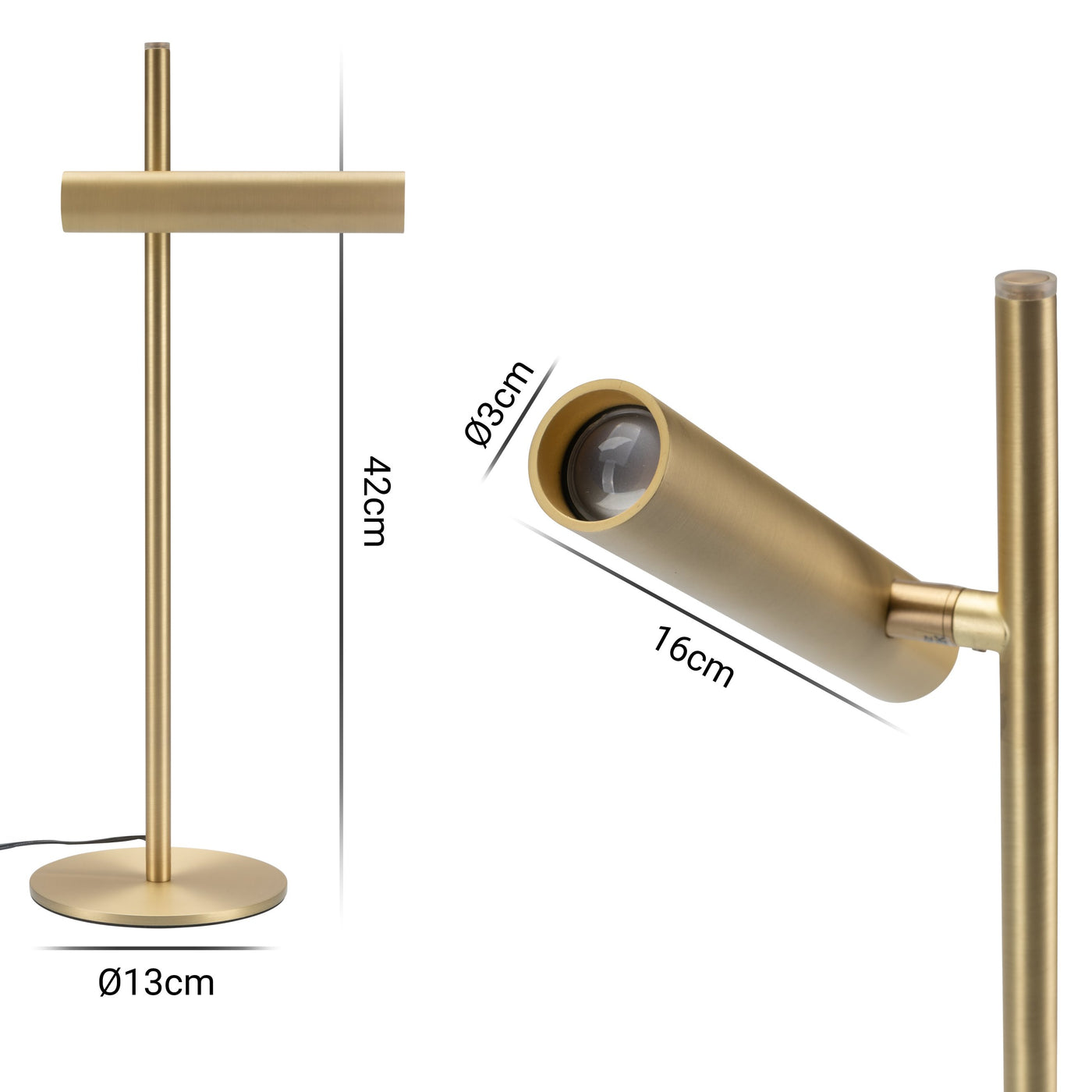 Goldene Nachttischlampe aus Metall, die sich auch gut als Büro Tischlampe eignet 