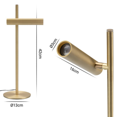 Goldene Nachttischlampe aus Metall, die sich auch gut als Büro Tischlampe eignet 